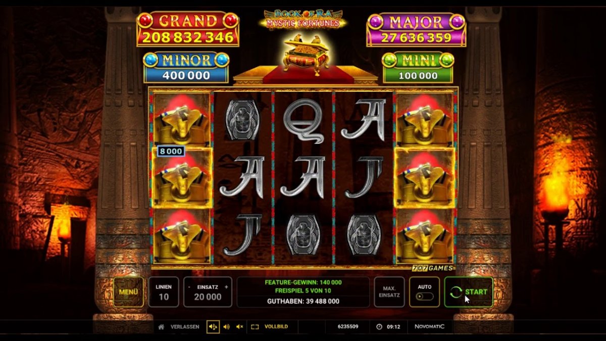 Book OF Ra Mystic Fortunes griglia