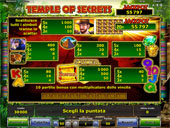 tabella pagamenti vlt temple of secrets